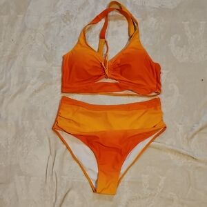 NWOT-Orange Halter Bikini Set